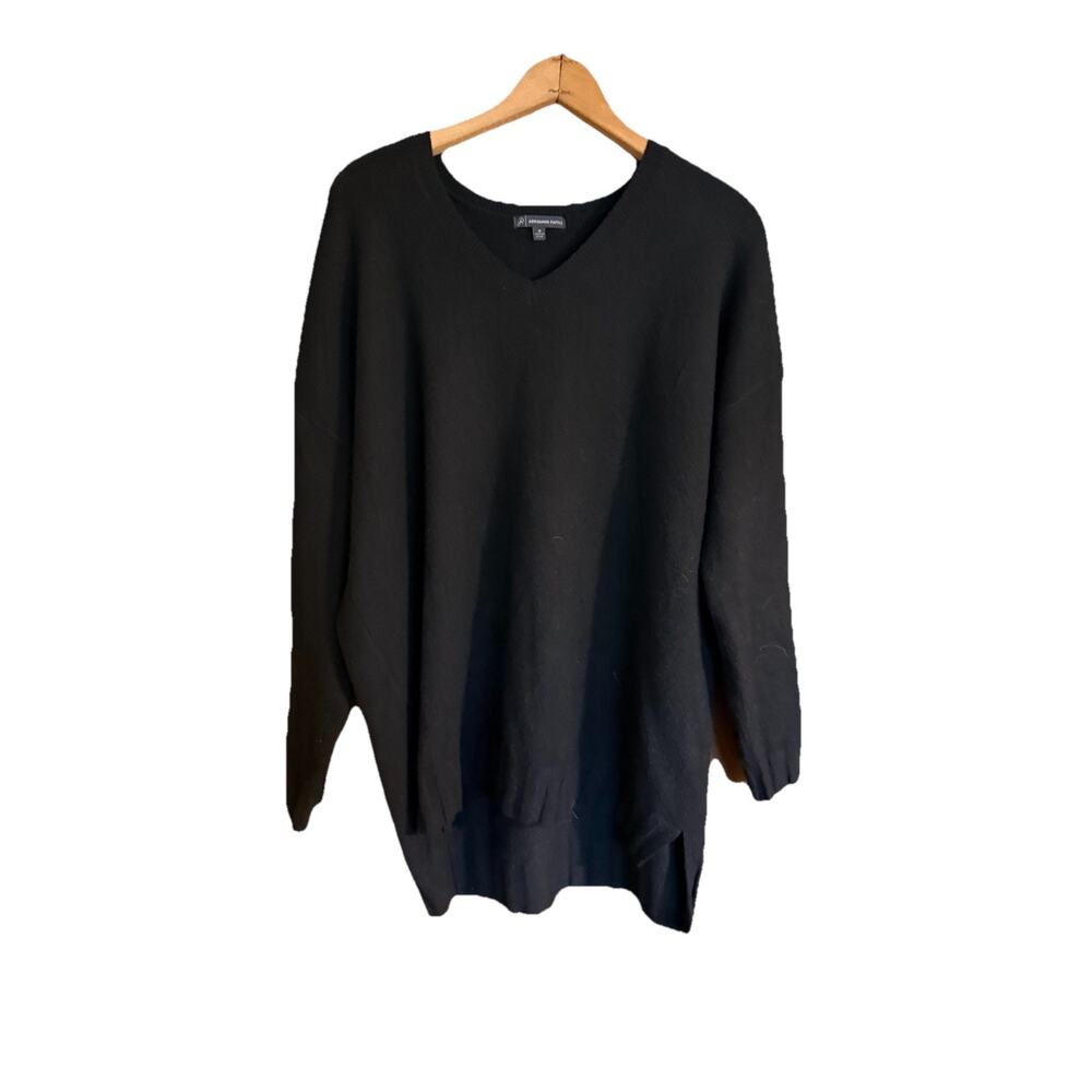 Adrianna Papell Black Long Sleeve Crew Neck Knit Sweater Top Women's Size Medium